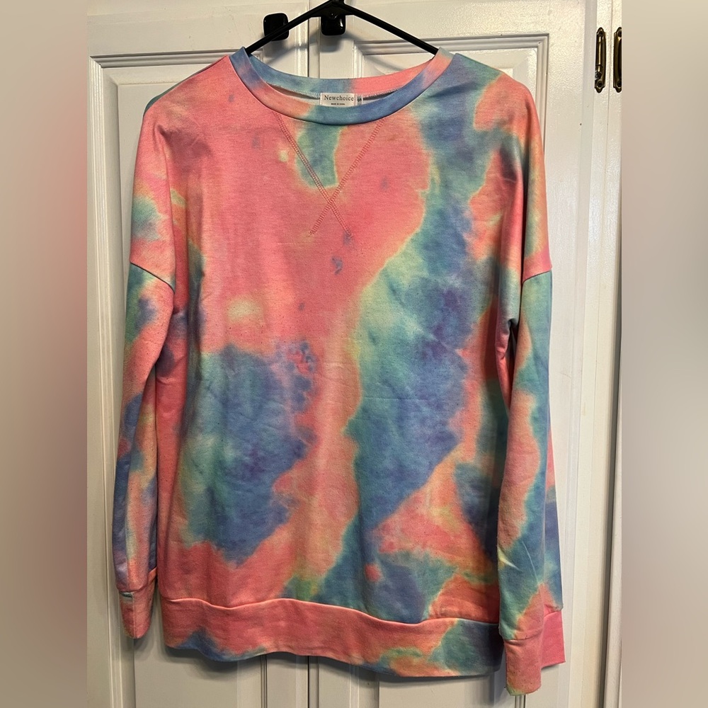 Tie dye long sleeve women shirt, size small